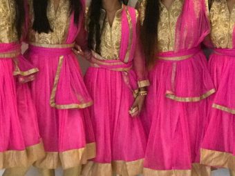 6 Pink and Gold Anarkali Dresses (Sizes: Teen & Adult)